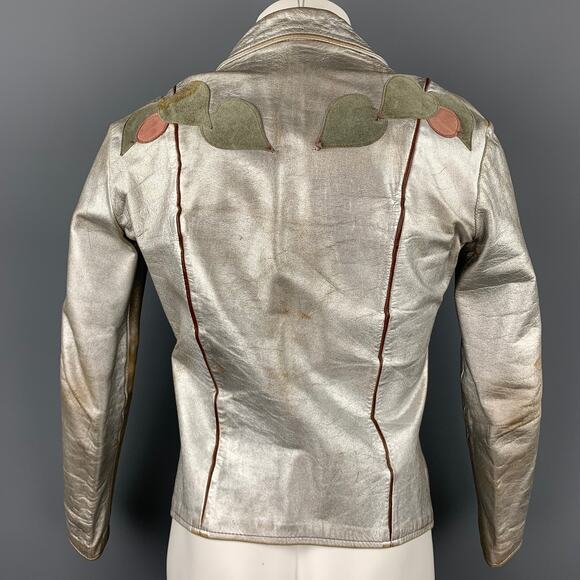 Vintage  Janti Size XL Silver Hand Painted Applique Zip Up Jacket - Picture 4 of 14